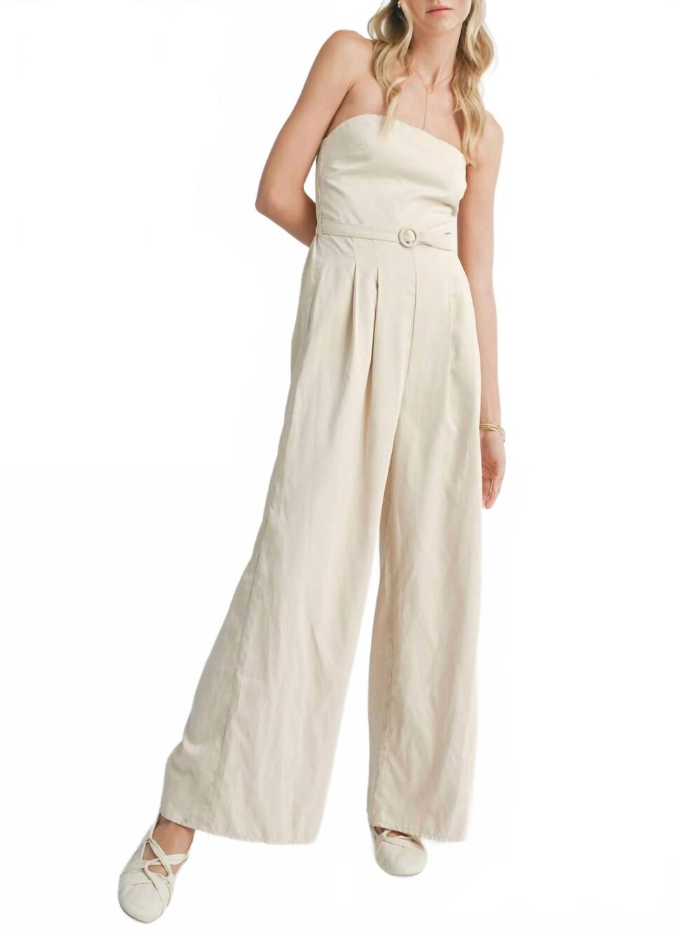 NEW SADIE & SAGE past midnight tube jumpsuit in cream